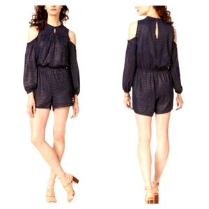 Longsleeve Jumpsuit in Navy, Gold, w/ Cold Shoulders, L